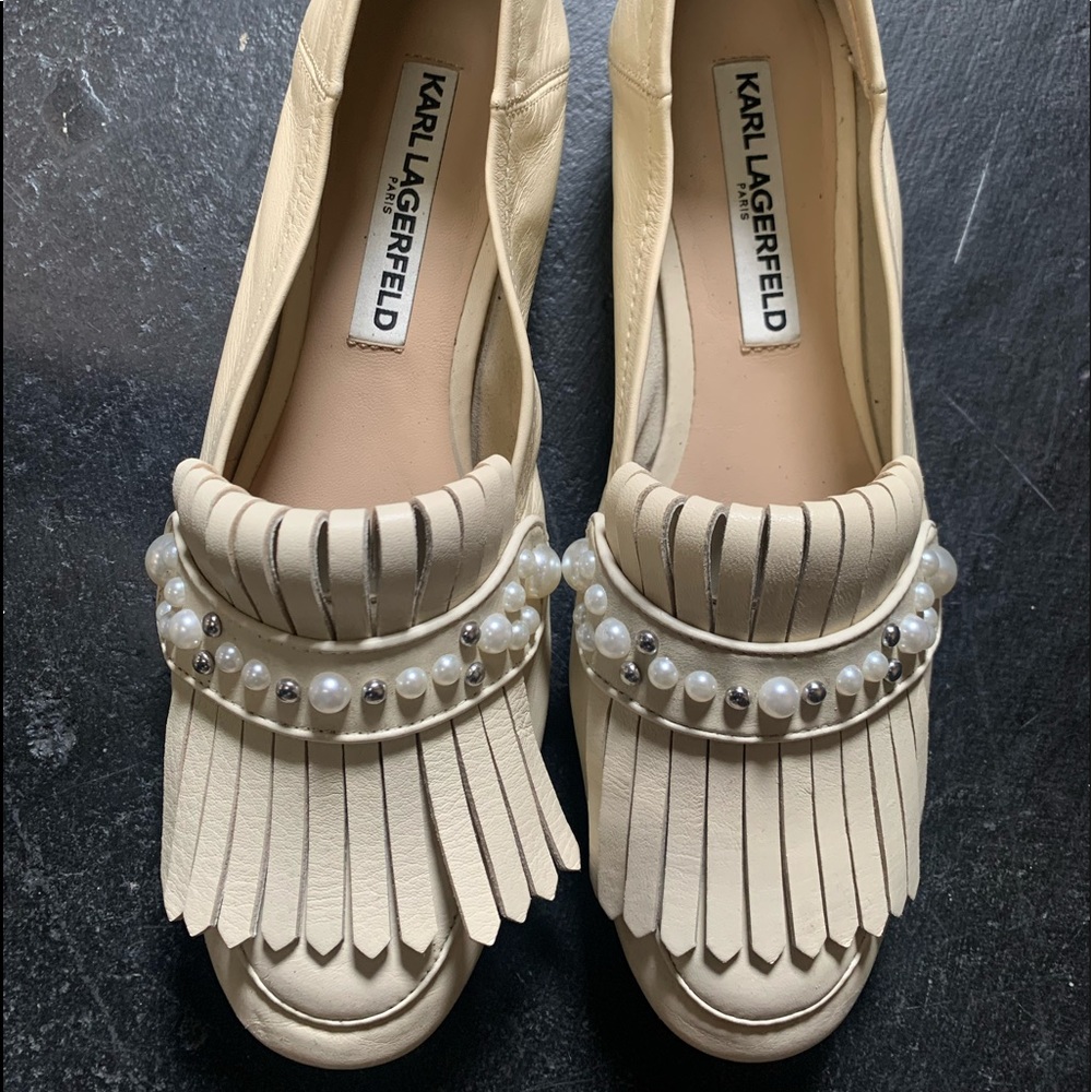 Genuine cream leather Karl Lagerfeld loafers